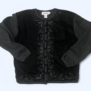 Black velvet and wool beaded